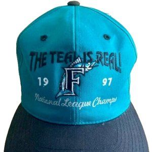 Vintage Florida Marlins Snapback Hat MLB The Teal is Real 1997 National Champs